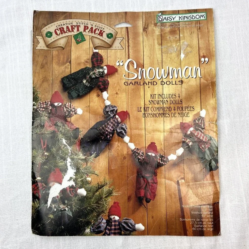 Vintage Daisy Kingdom Snowman Garland Kit Dolls Finished Size 11